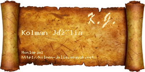 Kolman Júlia névjegykártya